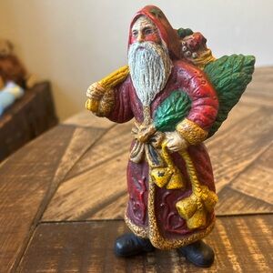VTG folk art Blow Mold Hard Plastic Santa Claus Christmas Ornaments ~ 6.75" Tall